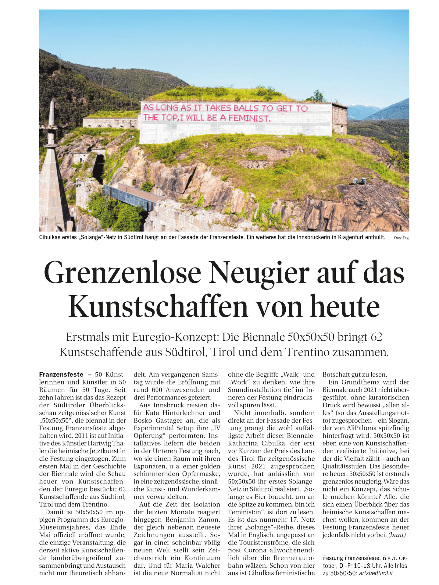 Tiroler Tageszeitung – Franzensfeste – 08/06/21